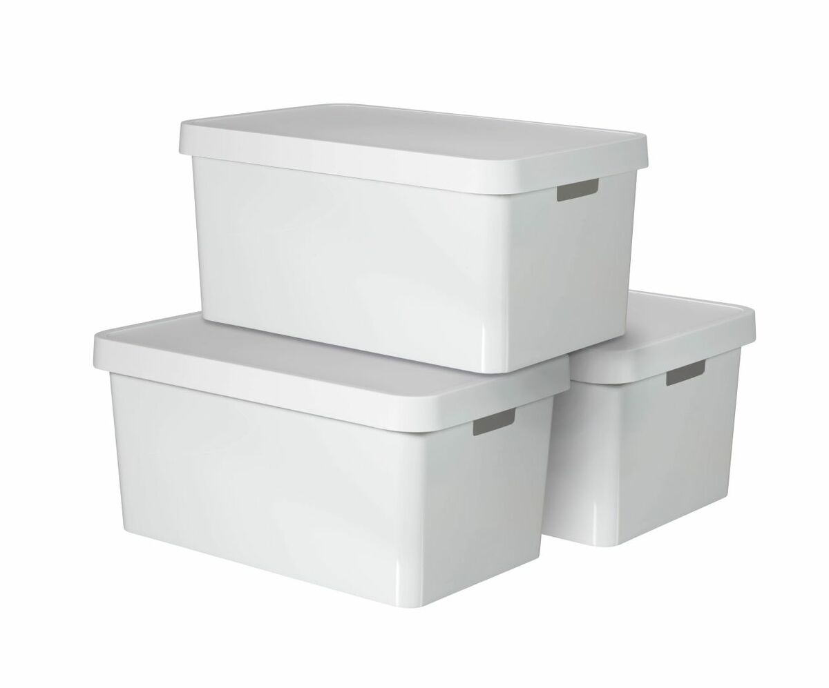 Bild 1 von 3-er Set INFINITY Box mit Deckel 45L weiß