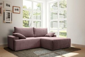 Exxpo - sofa fashion Ecksofa Orinoko, inklusive Bettfunktion und Bettkasten in verschiedenen Cord-Farben, Rosa
