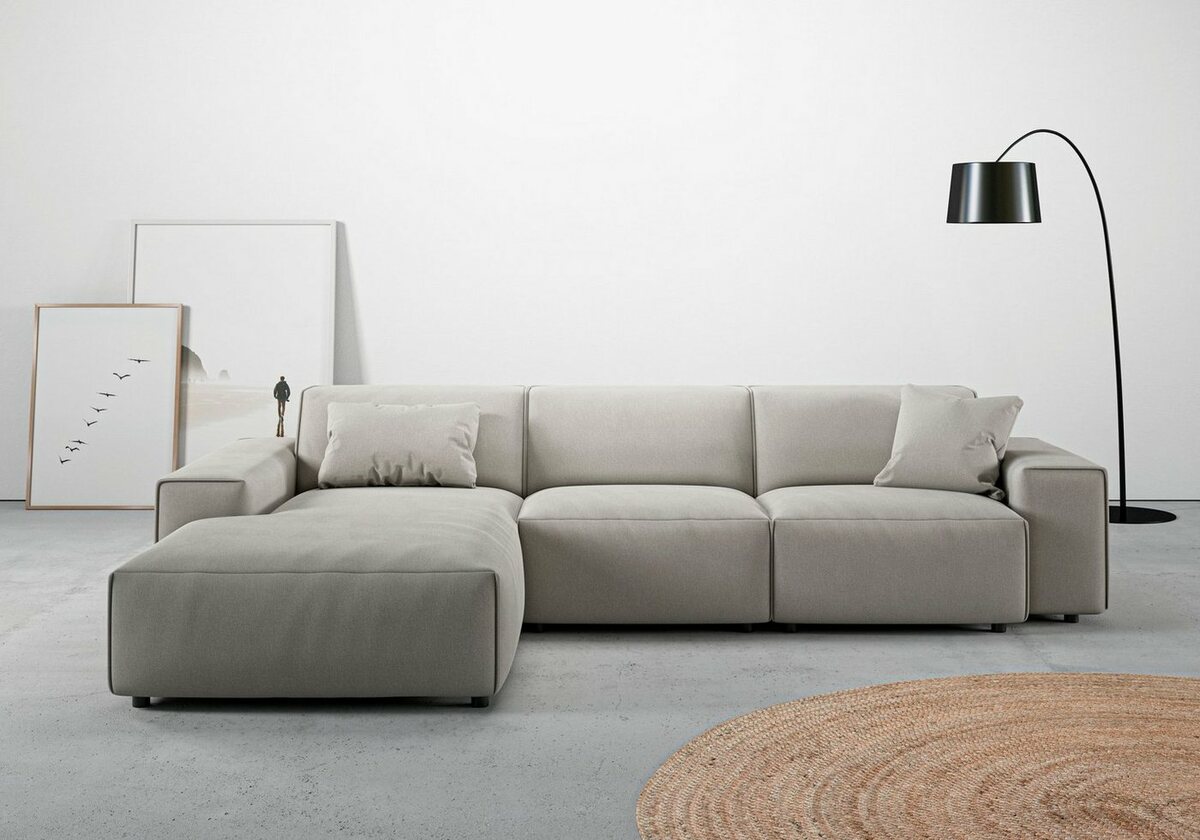 Bild 1 von Andas Ecksofa Glimminge, Breite 294, auch in Breitcord + Easy care-Bezug, Zierkissen, Grau