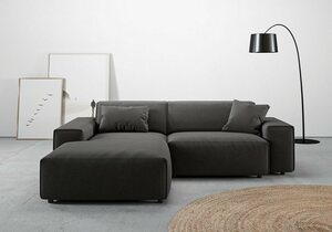 Andas Ecksofa Glimminge, Breite 234, auch in Breitcord + Easy care-Bezug, Zierkissen, Schwarz