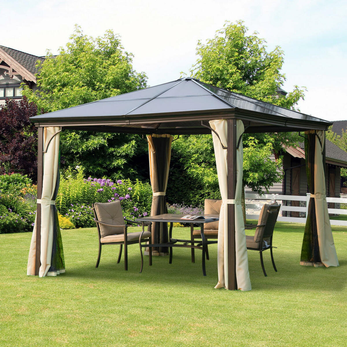 Bild 1 von Outsunny Pavillon schwarz Metall B/H/L: ca. 300x260x300 cm