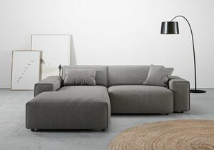 Andas Ecksofa Glimminge, Breite 234, auch in Breitcord + Easy care-Bezug, Zierkissen, Grau