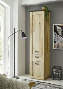 Home affaire Stauraumschrank SHERWOOD in modernem Holz Dekor, mit Apothekergriffen aus Metall, Höhe 201 cm, Braun
