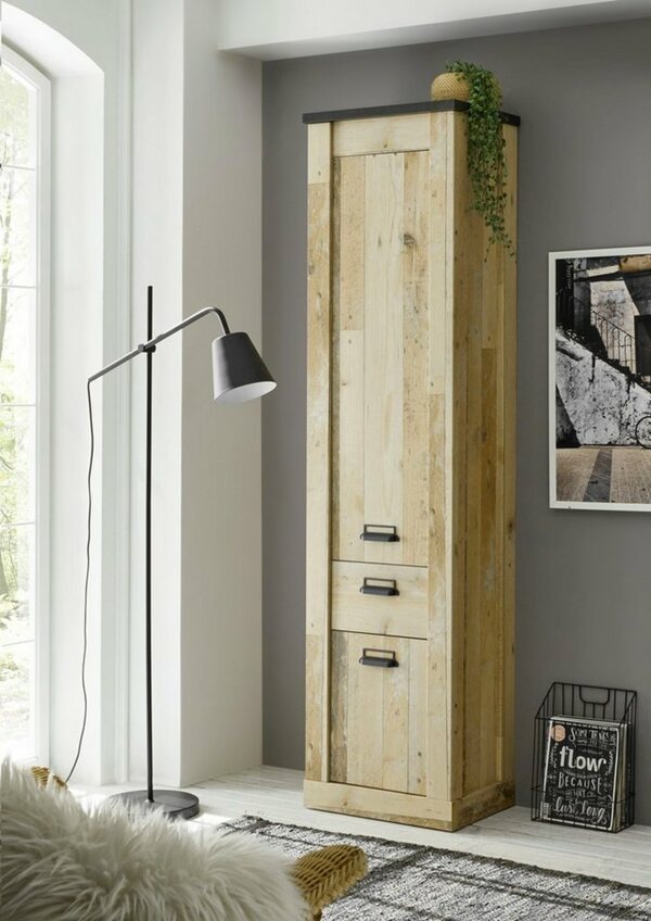 Bild 1 von Home affaire Stauraumschrank SHERWOOD in modernem Holz Dekor, mit Apothekergriffen aus Metall, Höhe 201 cm, Braun