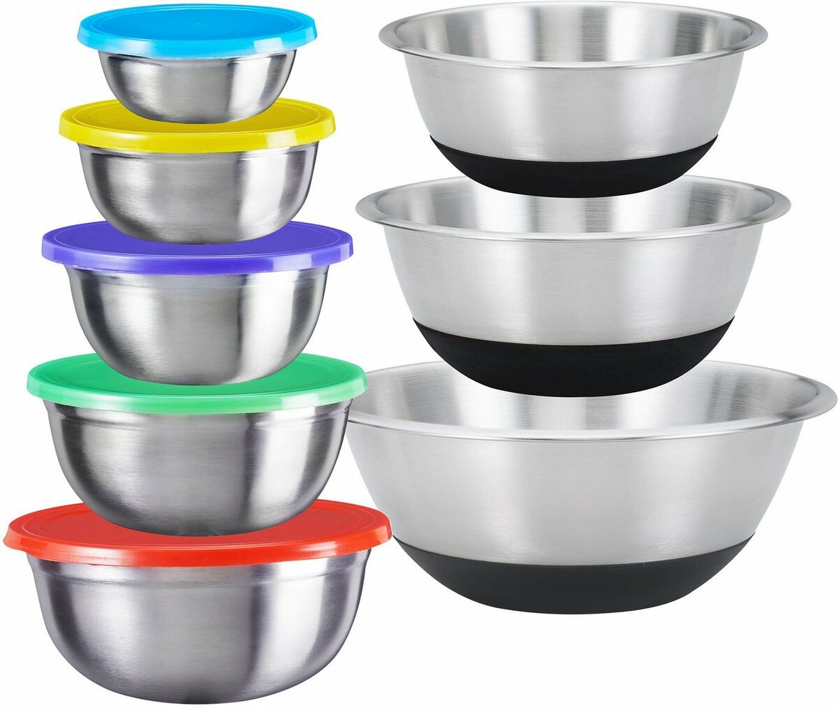 Bild 1 von KING Schüssel, Edelstahl, (Set, 13-tlg), 3 Rührschüsseln, 5 Aufbewahrungsschüsseln inkl. Deckel, Bunt|silberfarben