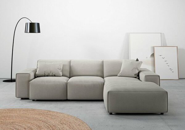 Bild 1 von Andas Ecksofa Glimminge, Breite 264, auch in Breitcord + Easy care-Bezug, Zierkissen, Grau