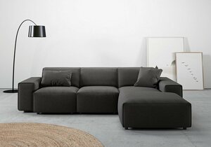 Andas Ecksofa Glimminge, Breite 264, auch in Breitcord + Easy care-Bezug, Zierkissen, Schwarz