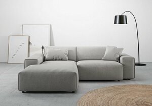 Andas Ecksofa Glimminge, Breite 234, auch in Breitcord + Easy care-Bezug, Zierkissen, Grau