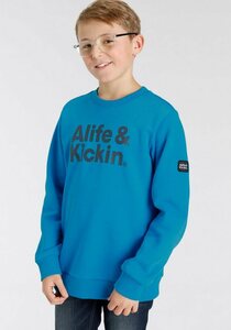Alife & Kickin Sweatshirt Logo-Print in melierter Qualität, Blau