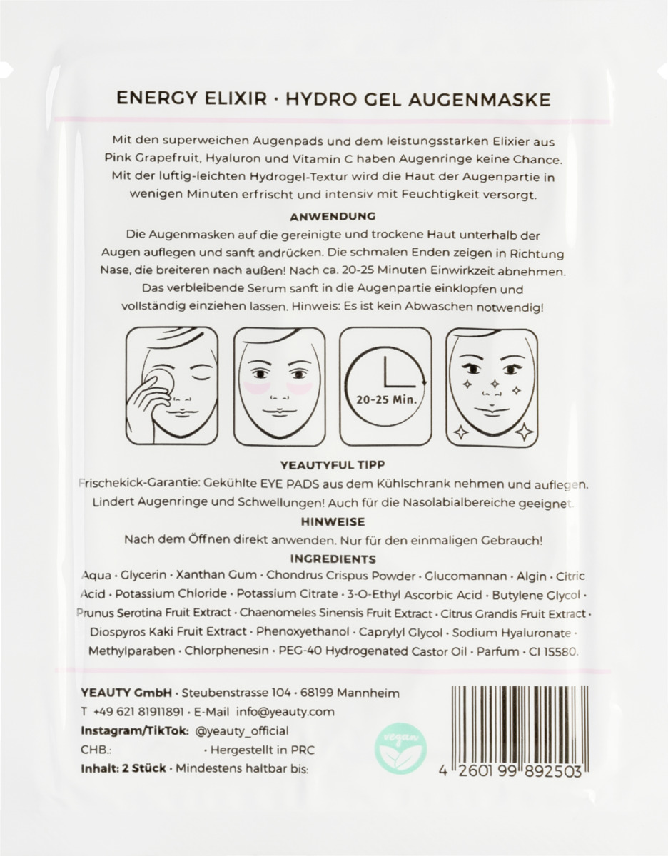 Bild 2 von YEAUTY YEAUTY Energy Elixir Eye Pad Mask (new)
