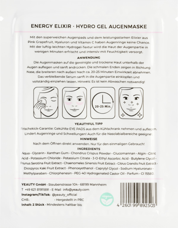 Bild 2 von YEAUTY YEAUTY Energy Elixir Eye Pad Mask (new)