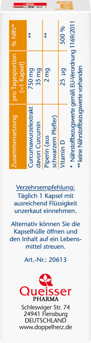 Bild 3 von Doppelherz aktiv Curcuma 750 mit Curcumin + Vitamin D3 1000 I.E.