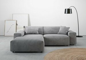 Andas Ecksofa Glimminge, Breite 234, auch in Breitcord + Easy care-Bezug, Zierkissen, Grau