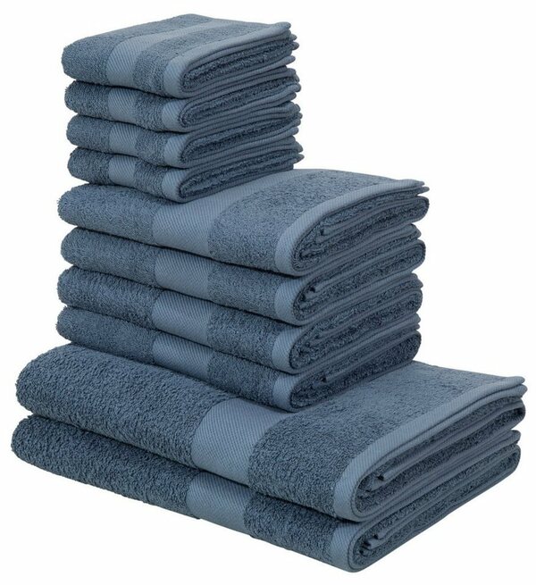 Bild 1 von My home Handtuch Set Melli, Walkfrottee, (Set, 10-tlg), Handtuchset in dezenten Farben, 100% Baumwoll-Handtücher, Blau