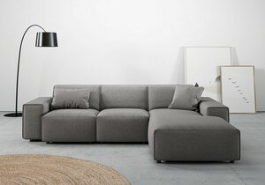 Andas Ecksofa Glimminge, Breite 264, auch in Breitcord + Easy care-Bezug, Zierkissen, Grau