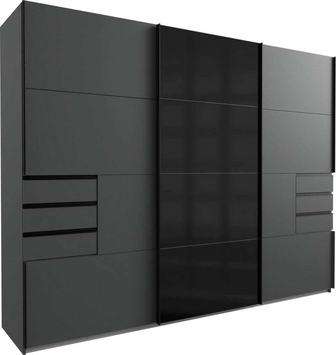 Bild 1 von Wimex Schwebetürenschrank Saigon mit Glaselementen, Schwarz