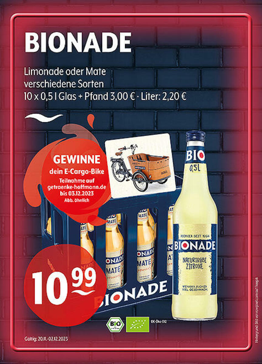 Bild 1 von BIONADE Limonade oder Mate
verschiedene SortenGewinne dein E-Cargo-Bike!