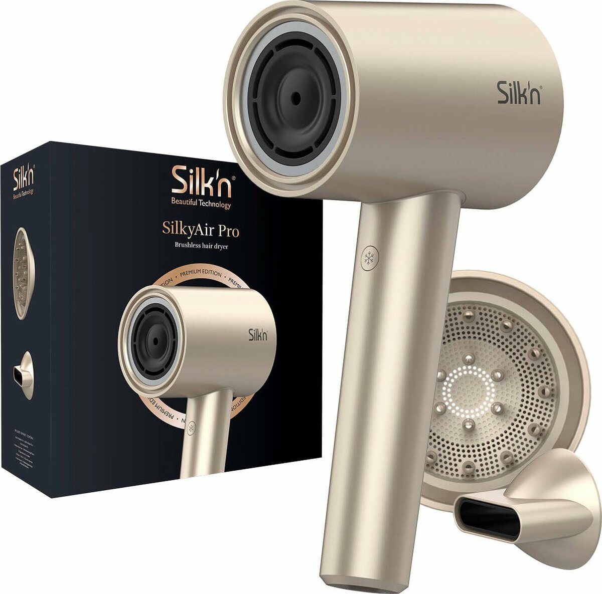 Bild 1 von Silk'n Ionic-Haartrockner SilkyAir Pro, 1600 W, Beige|goldfarben