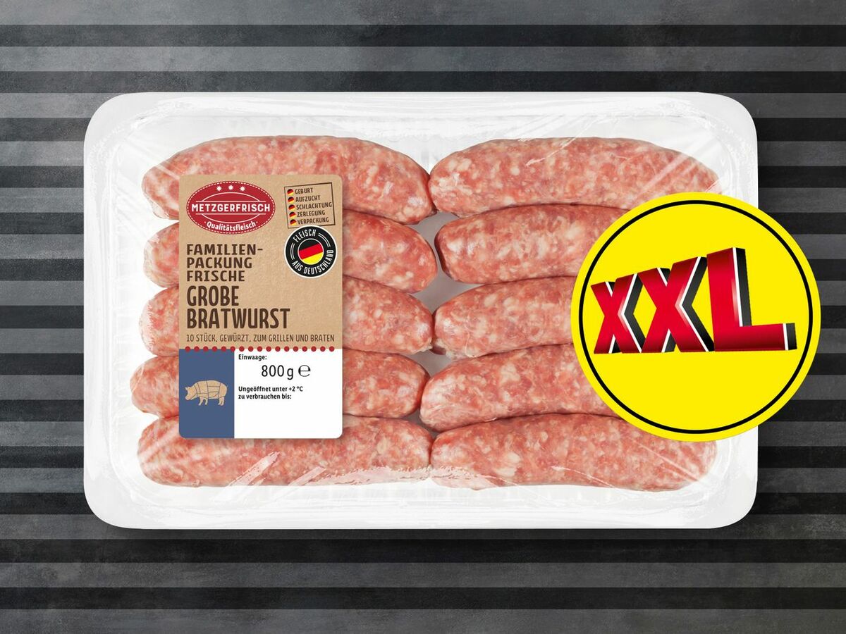 Bild 1 von Metzgerfrisch Frische grobe Bratwurst XXL, 
         800 g