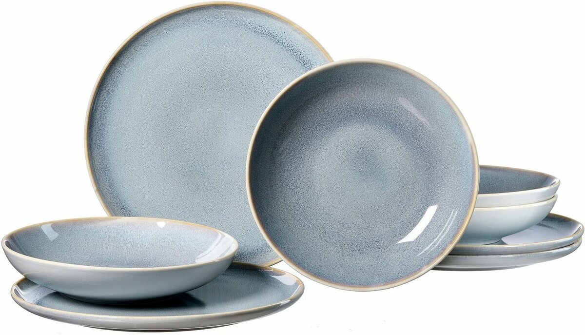 Bild 1 von Ritzenhoff & Breker Tafelservice Teller Set, Geschirr-Set Skagen Ston (8-tlg), 4 Personen, Porzellan, Reaktivglasur, 8 Teile, für 4 Personen, Blau|grau