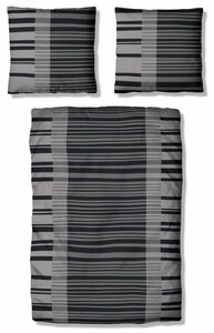 Bettwäsche Cameo in Gr. 135x200 oder 155x220 cm, Bruno Banani, Renforcé, 2 teilig, Bettwäsche aus Baumwolle, Bettwäsche im Streifen-Design, Grau