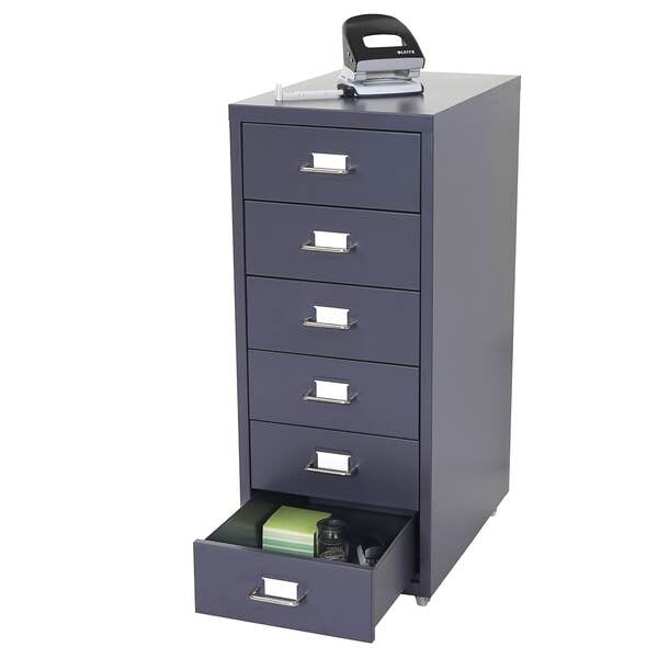 Bild 1 von Rollcontainer Preston T851, Schubladenschrank Stahlschrank, 69x28x41cm 6 Schubladen ~ dunkelgrau