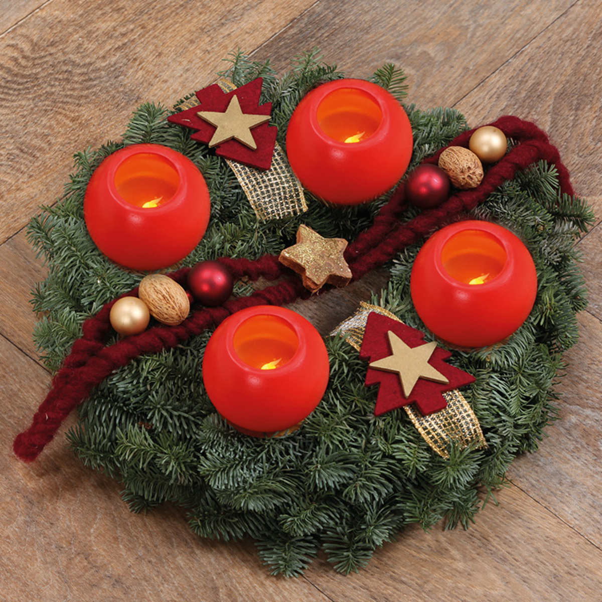 Bild 2 von I-Glow LED-Echtwachs-Adventskerzen 4er-Set