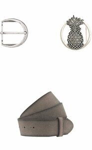 Vanzetti Ledergürtel (Set) mit auswechselbaren Schließen, Grau