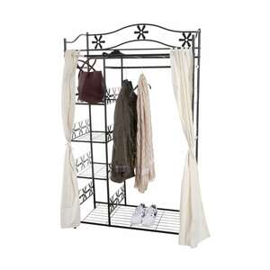 Metall-Garderobe Bern, Garderobenständer Kleiderschrank Metallregal 172x100x43cm ~ mit Vorhang