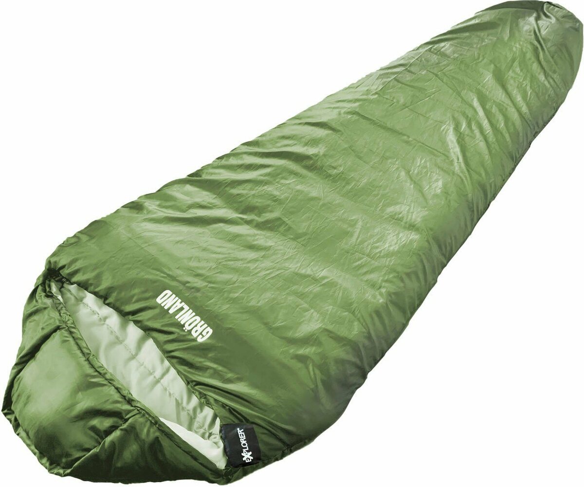 Bild 1 von EXPLORER Mumienschlafsack Grönland Camping Schlafsack 230x82x55cm Outdoor -23°C, Grün