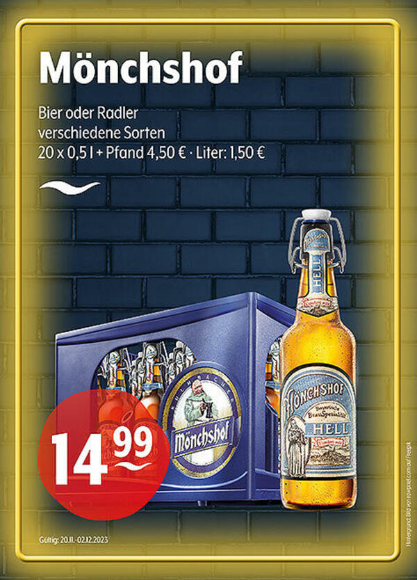 Bild 1 von Mönchshof Bier oder Radler
verschiedene Sorten