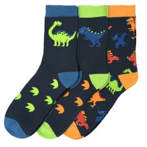 3 Paar Jungen Socken mit Dino-Motiven DUNKELBLAU / BUNT