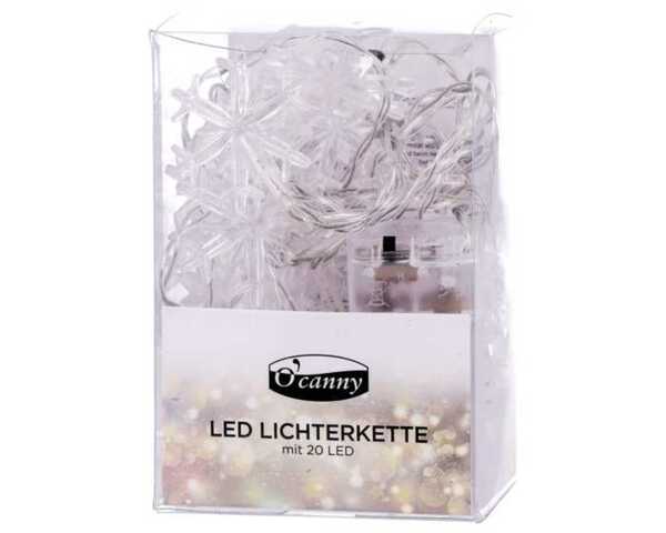 Bild 1 von LED Lichterkette mit Acryl-Schneeflocken warmweiß 3 m 20er