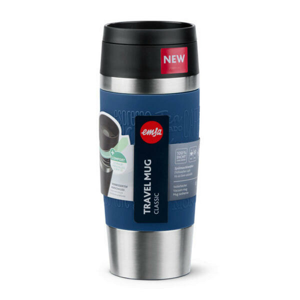 Bild 1 von Emsa Coffee-To-Go-Becher Travel MUG Classic, Metall, Kunststoff, 0,36 L, lebensmittelecht, 100% dicht, abnehmbarer Deckel, rostfrei, transportabel, Ausgießen per Knopfdruck, geschmacks- und geruchsn