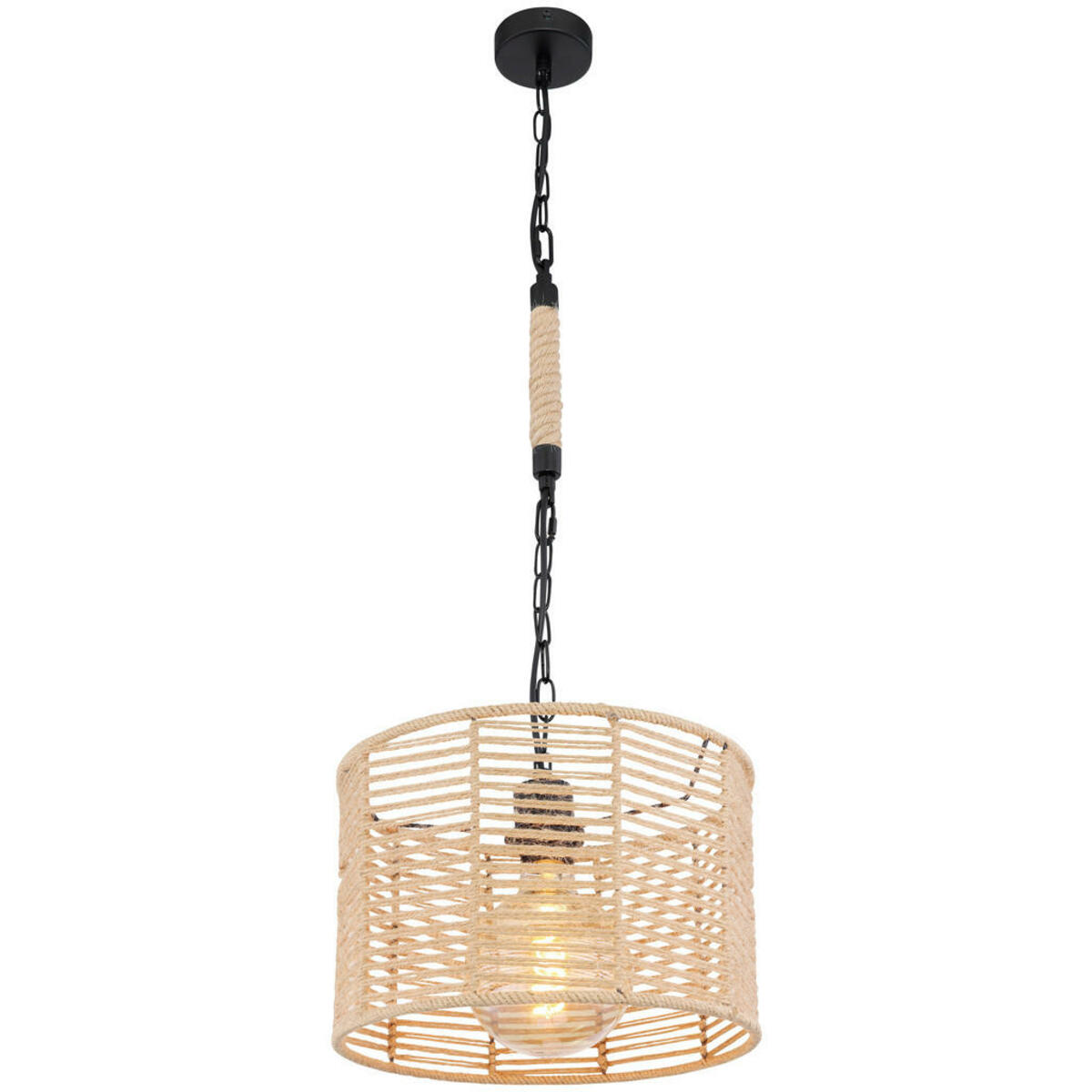 Bild 1 von Globo Hängeleuchte, Braun, Schwarz, Metall, Naturmaterialien, 120 cm, Lampen & Leuchten, Innenbeleuchtung, Hängelampen