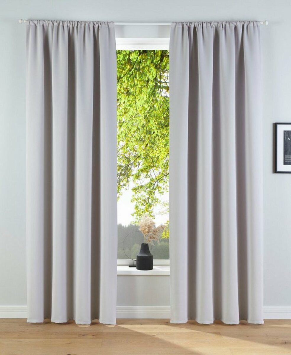 Bild 1 von Verdunkelungsvorhang Alani, LeGer Home by Lena Gercke, Stangendurchzug (1 St), blickdicht, blickdicht, gewebt, monochrom, basic, verschiedene Größen, Grau