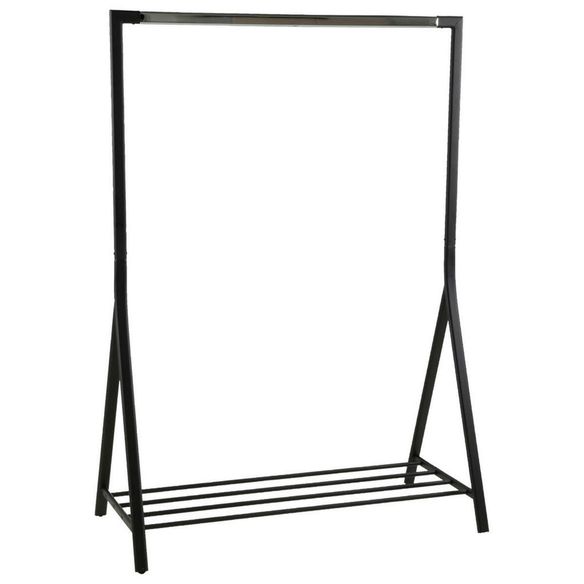 Bild 1 von Kleiderständer, Schwarz, Metall, 117x165x59 cm, Schuhablage, standfeste Füße, Garderobe, Garderobenständer