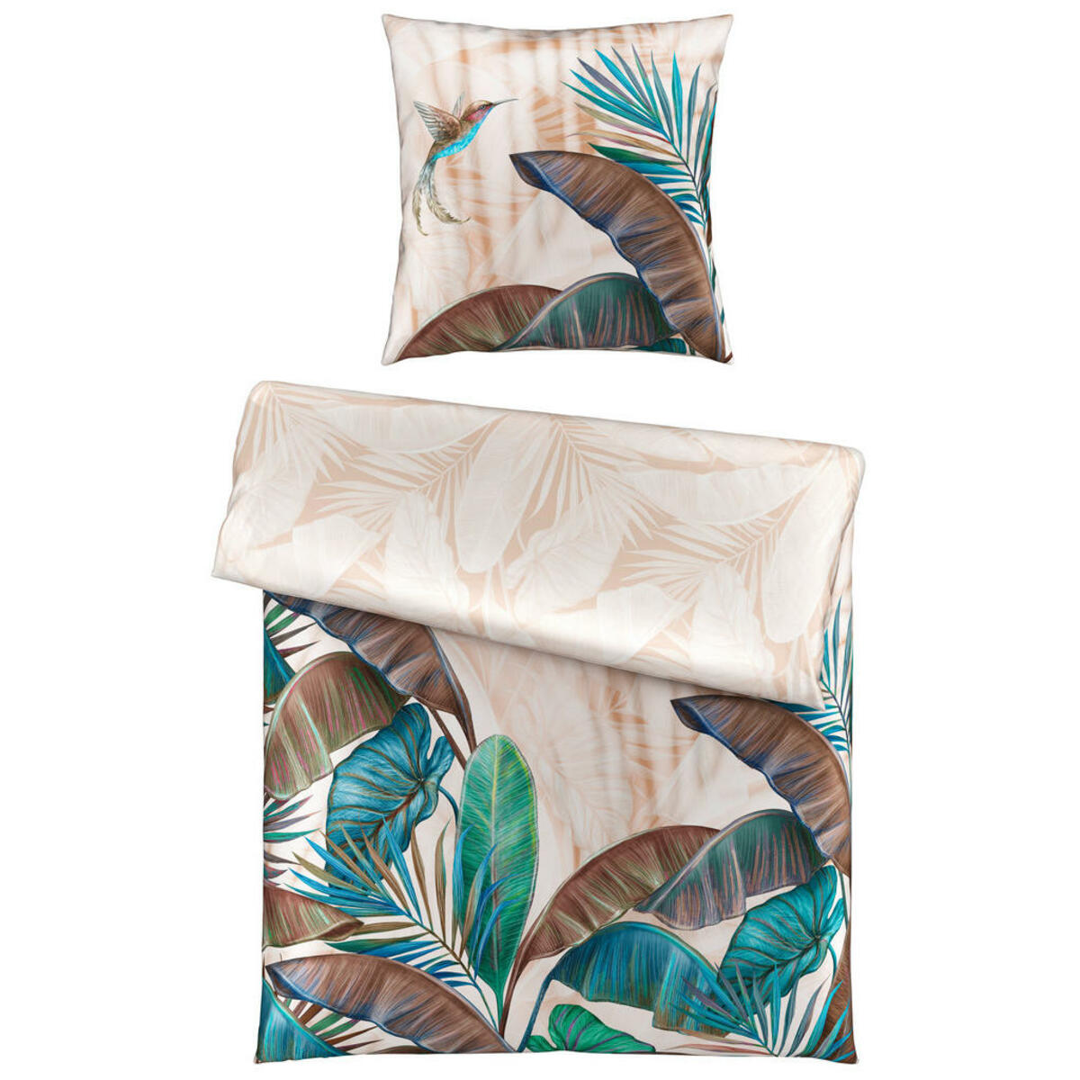 Bild 1 von Esposa Wendebettwäsche Jungle Paradise, Rosa, Textil, Blätter, 135 cm, atmungsaktiv, schadstoffgeprüft, Schlaftextilien, Bettwäsche, Bettwäsche