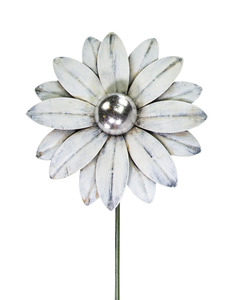 Riffelmacher Gartenstecker Blüte weiß aus Metall 20 x 6 x 80 cm