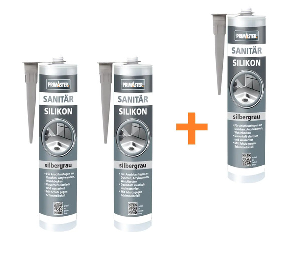 Bild 1 von Primaster Sanitär Silikon silbergrau 310 ml 3-für-2-Aktion