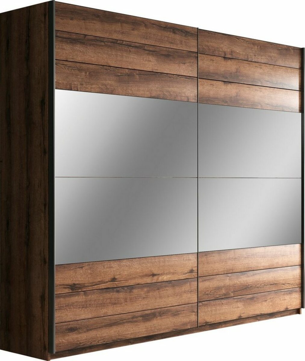 Bild 1 von Helvetia Schwebetürenschrank Beta mit Spiegel und inkl. zusätzlichen Einlegeböden, Braun
