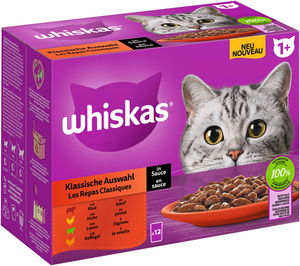 Whiskas Multipack klassische Auswahl in Sauce Katzenfutter 12 x 85 g