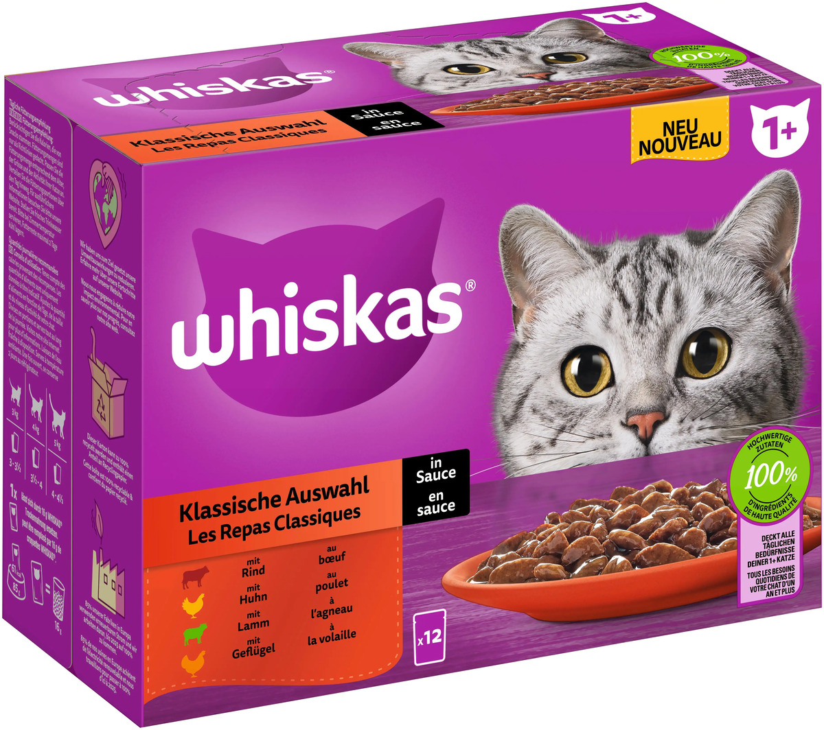 Bild 1 von Whiskas Multipack klassische Auswahl in Sauce Katzenfutter 12 x 85 g