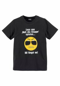 KIDSWORLD T-Shirt LASS UNS: HALT DIE KLAPPEN! SPIELEN Spruch, Schwarz
