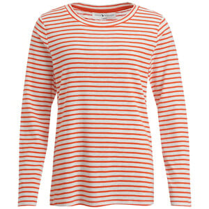 Damen Langarmshirt im Ringel-Look ORANGEROT / CREMEWEISS