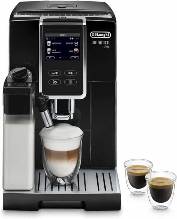 Bild 1 von De'Longhi Dinamica Plus ECAM 370.70.B Kaffeevollautomat mit LatteCrema Milchsystem, Cappuccino & Espresso auf Knopfdruck, 3,5 Zoll TFT Touchscreen Farbdisplay, Kaffeekannen-Funktion, schwarz