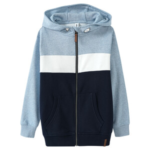 Jungen Sweatjacke mit Kapuze HELLBLAU / WEISS / DUNKELBLAU
