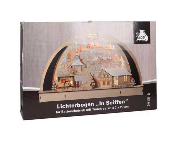 Bild 1 von Schwibbogen in Seiffen aus Holz mit 7 LEDs & Timer warmweiß 45 x 7 x 29 cm