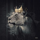 Bild 1 von Monee Kunstdruck Lion Couronne II, Grau, Schwarz, Gold, Papier, quadratisch, 50x50 cm, Bilder, Leinwandbilder