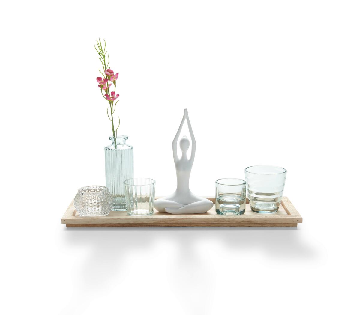 Bild 1 von Teelichtplatte Yoga in Natur/Weiß/Pink, Multicolor